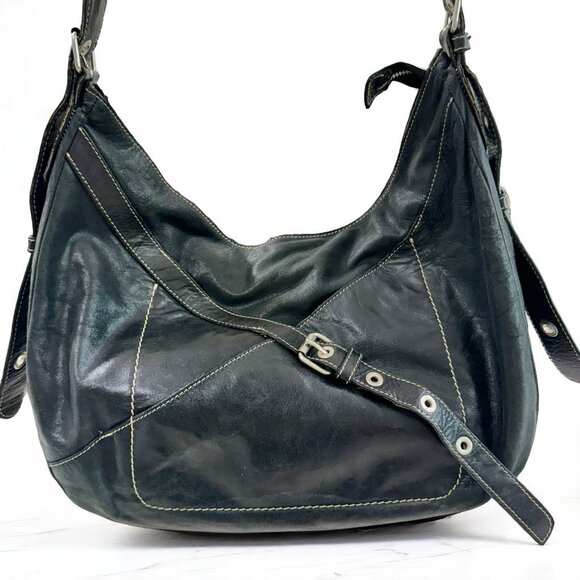 Giudit Black Italian Leather Slouch Hobo Bag – Women’s Large Shoulder Purse - Picture 7 of 14